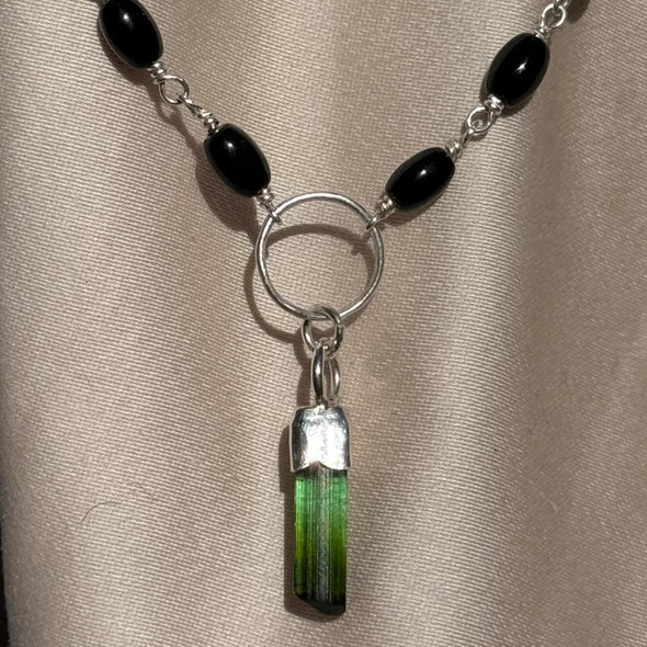 Green Tourmaline and Onyx Beaded Chain by Sydney Kay Jewelry